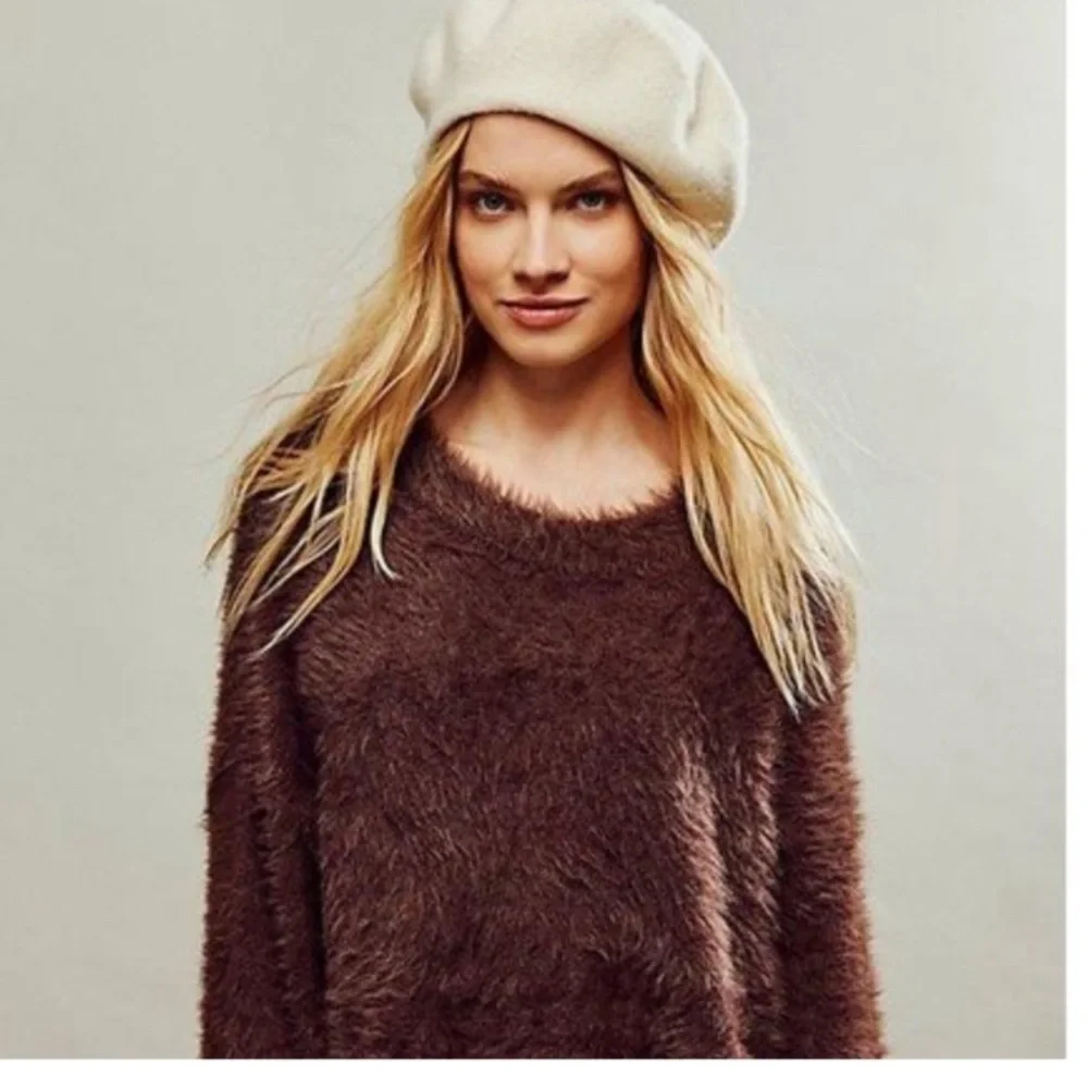 Free People Furry Sweater Color Brown Size Small - Picture 2 of 7